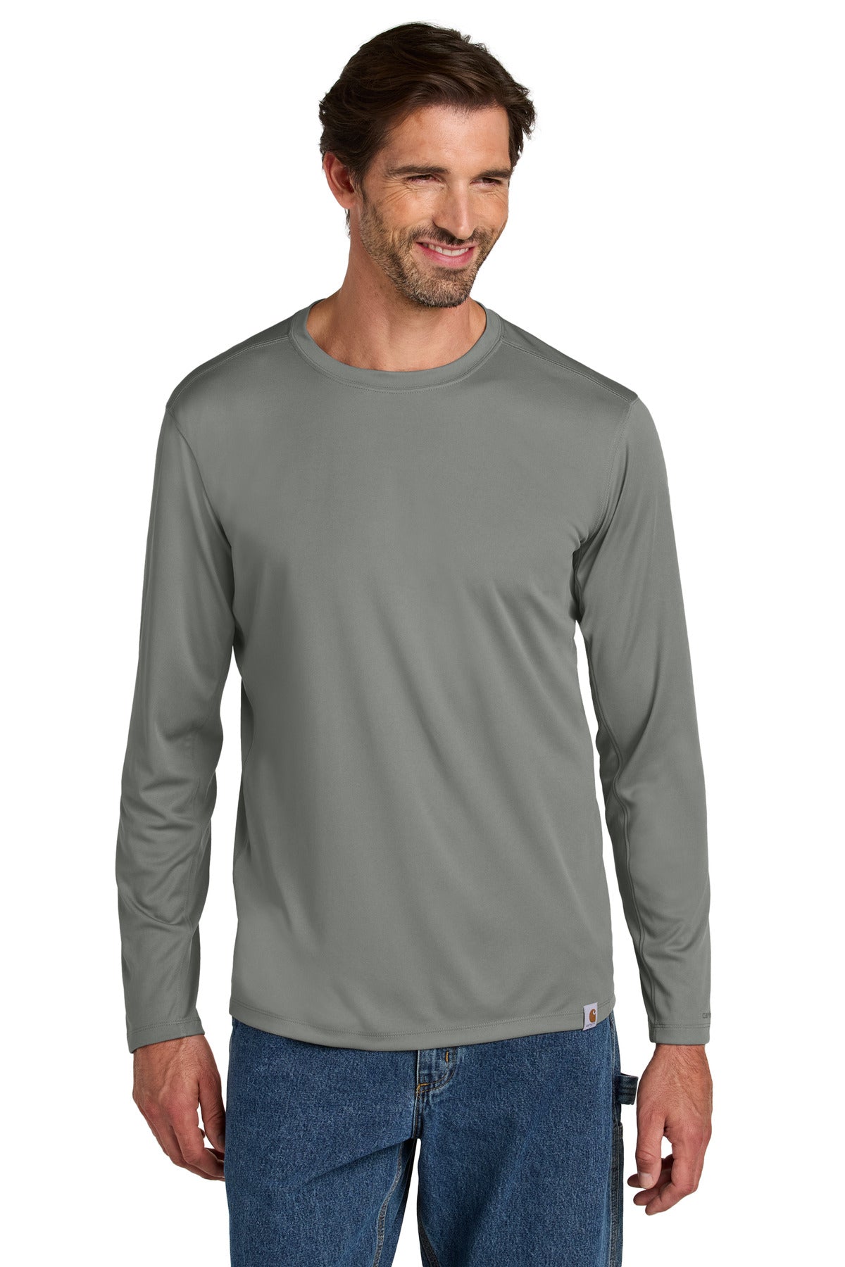 Carhartt Force Sun Defender Long Sleeve T-Shirt - Asphalt Grey - front