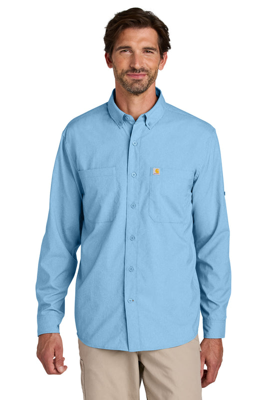 Carhartt Force Sun Defender Long Sleeve Shirt - Fresh Water Blue - front