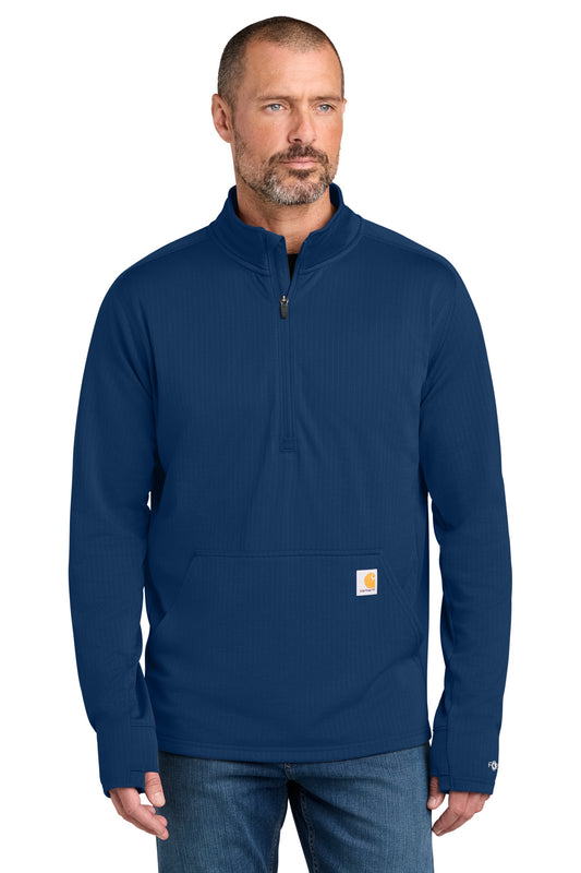 Carhartt Force 1/2-Zip Grid Fleece - Dark Cobalt Blue - front
