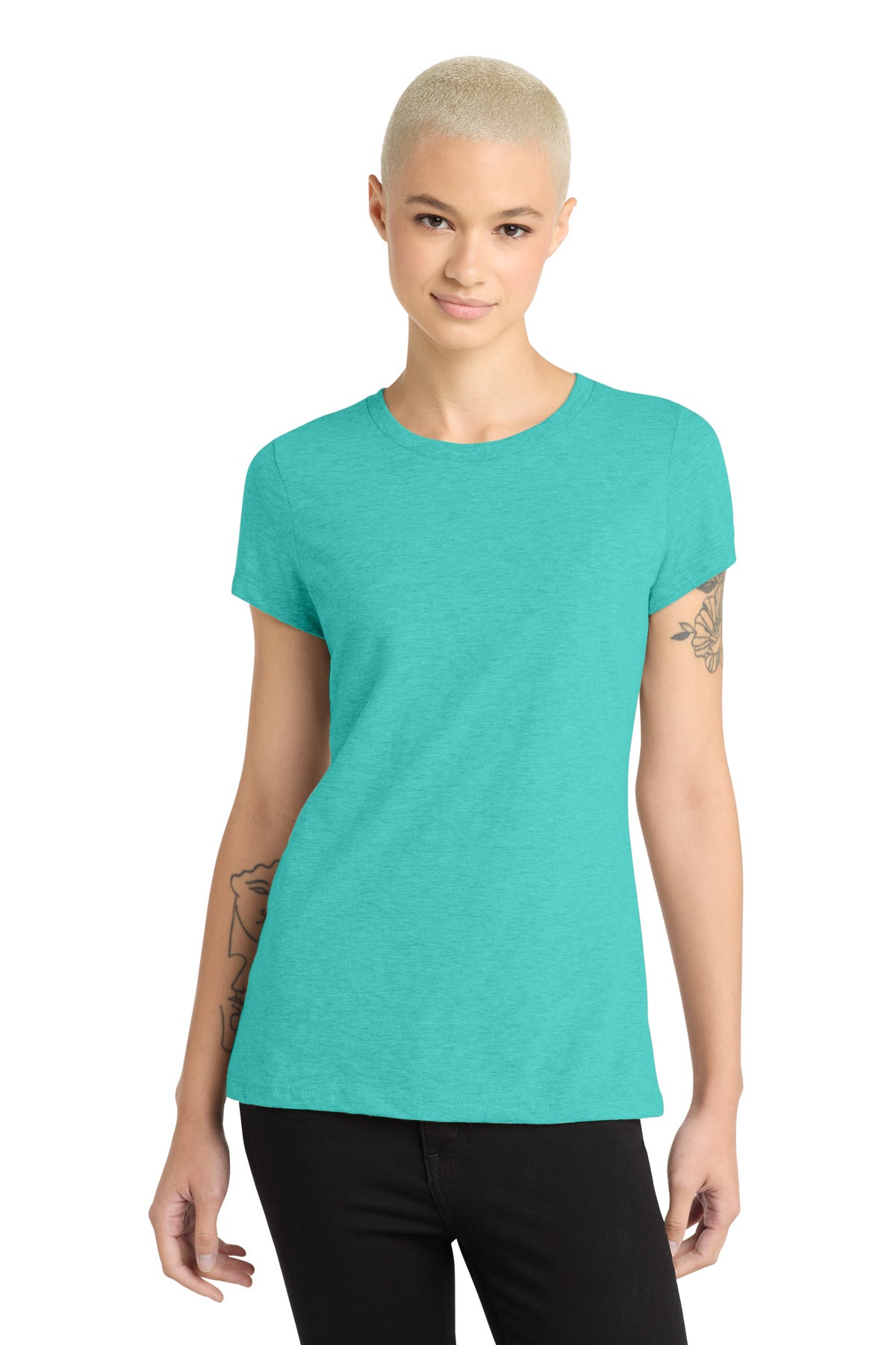 District Women's Perfect Blend CVC Tee - Aqua Heather - front