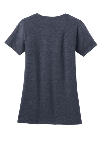 District Women's Perfect Blend CVC Tee - Heathered Navy - flat back