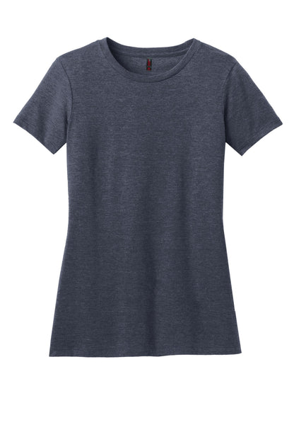 District Women's Perfect Blend CVC Tee - Heathered Navy - flat front