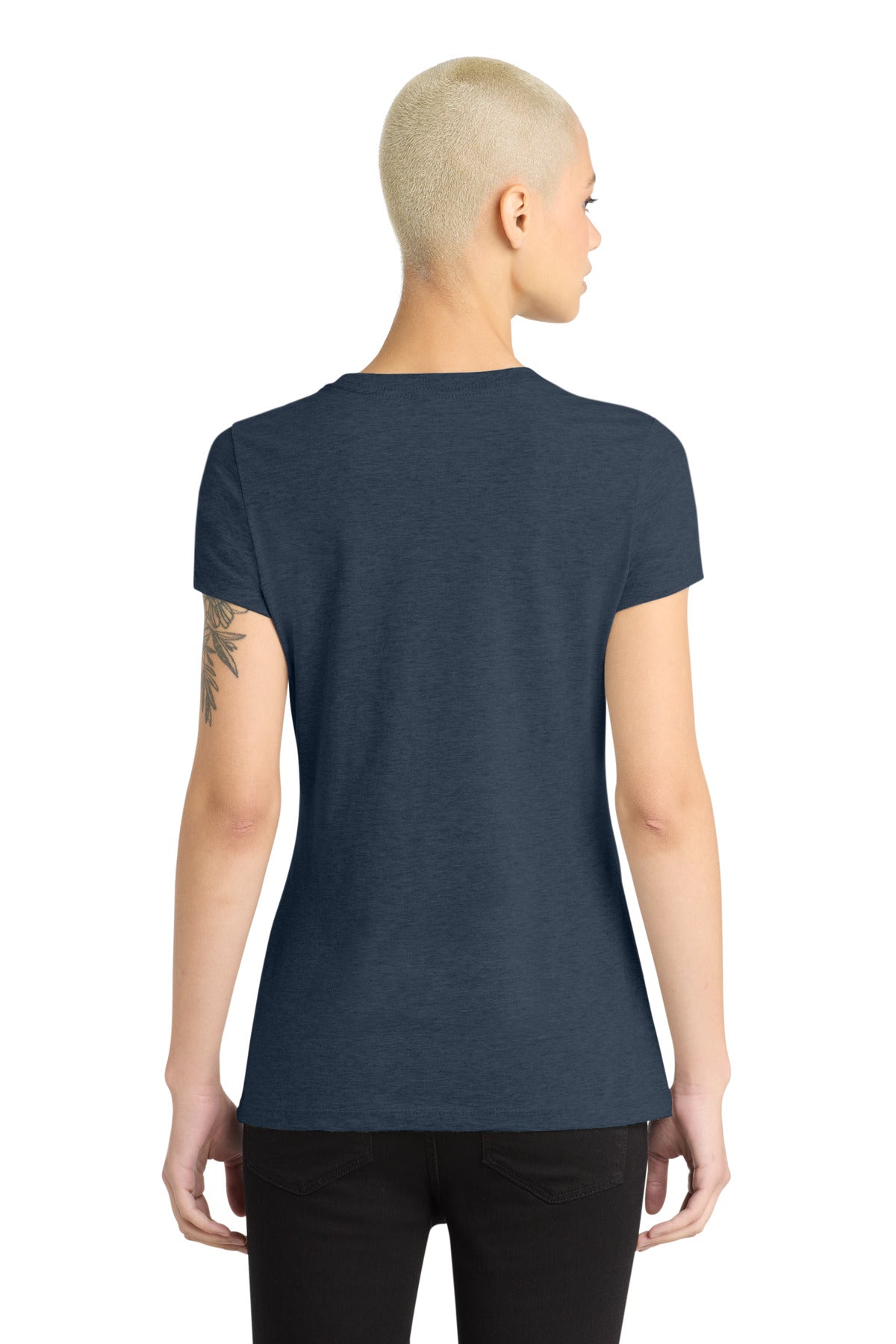 District Women's Perfect Blend CVC Tee - Heathered Navy - back
