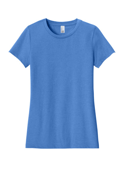 District Women's Perfect Blend CVC Tee - Heathered Royal - flat front
