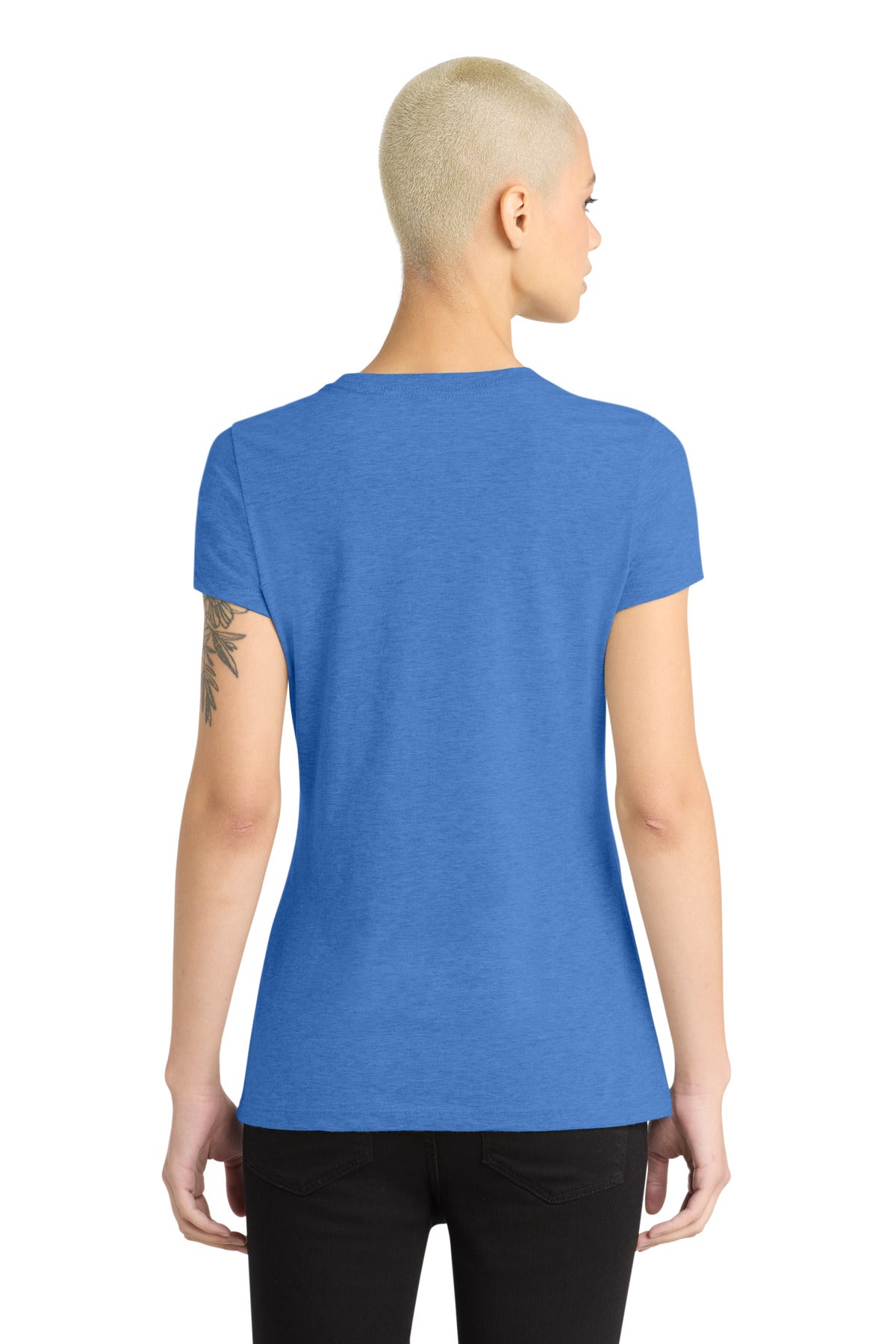 District Women's Perfect Blend CVC Tee - Heathered Royal - back