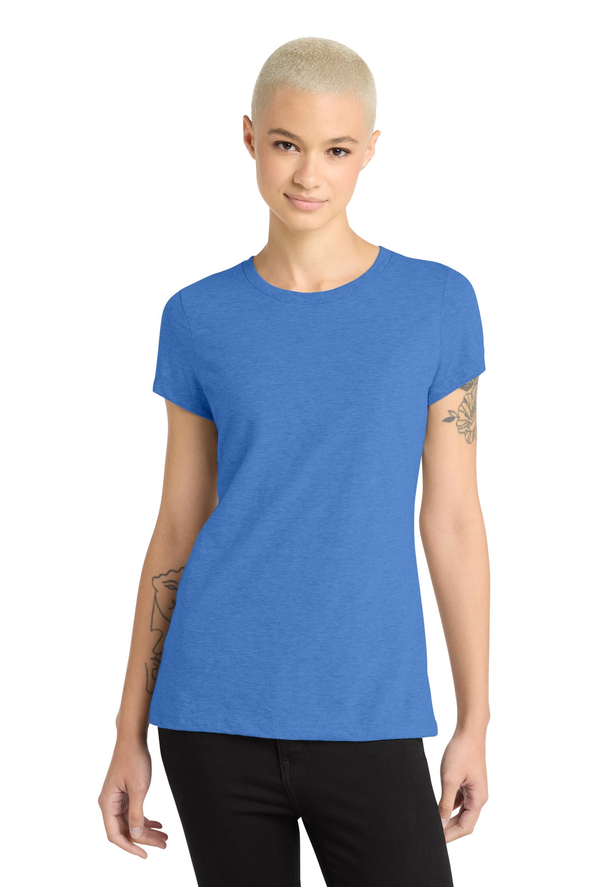 District Women's Perfect Blend CVC Tee - Heathered Royal - front