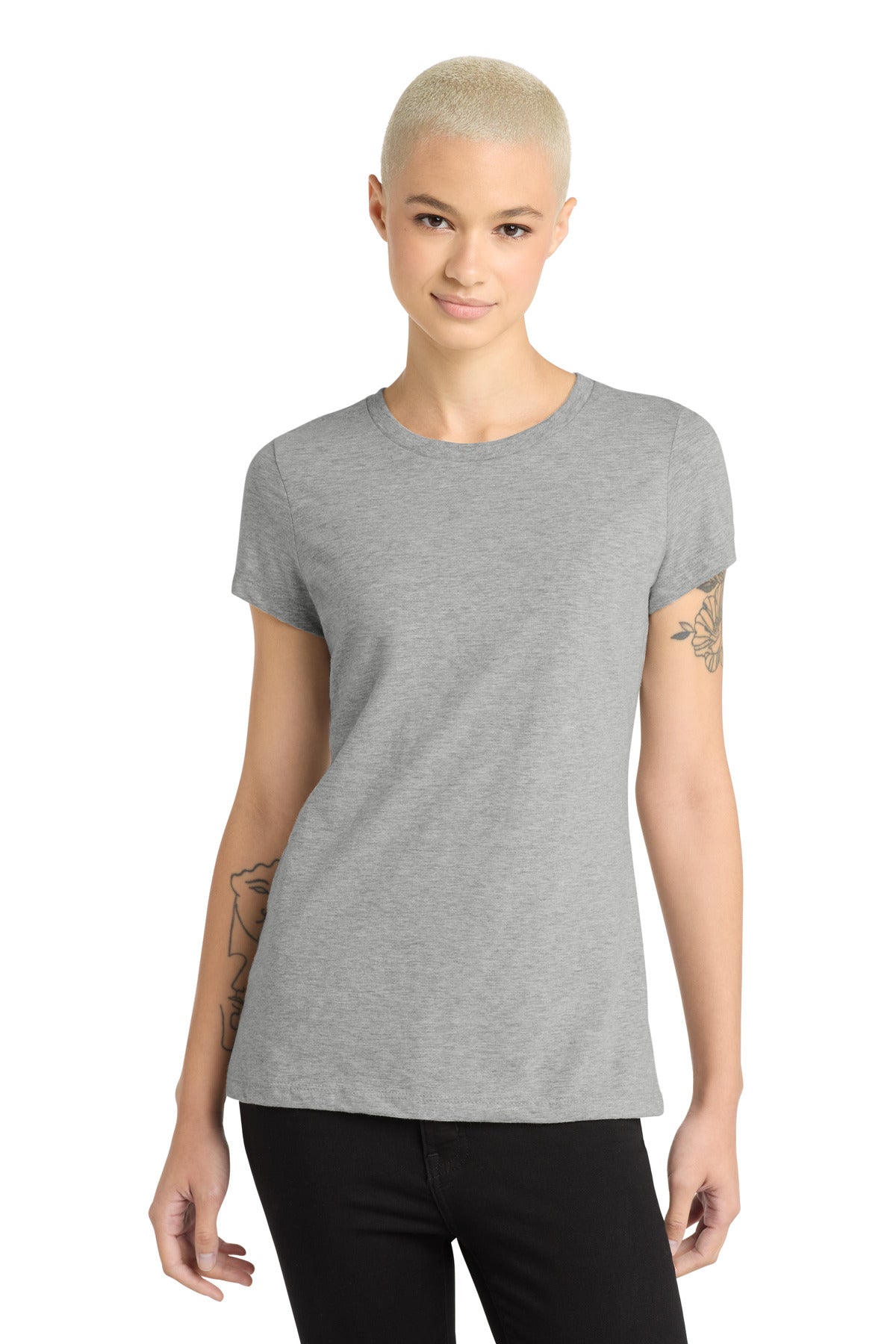District Women's Perfect Blend CVC Tee - Light Heather Grey - front
