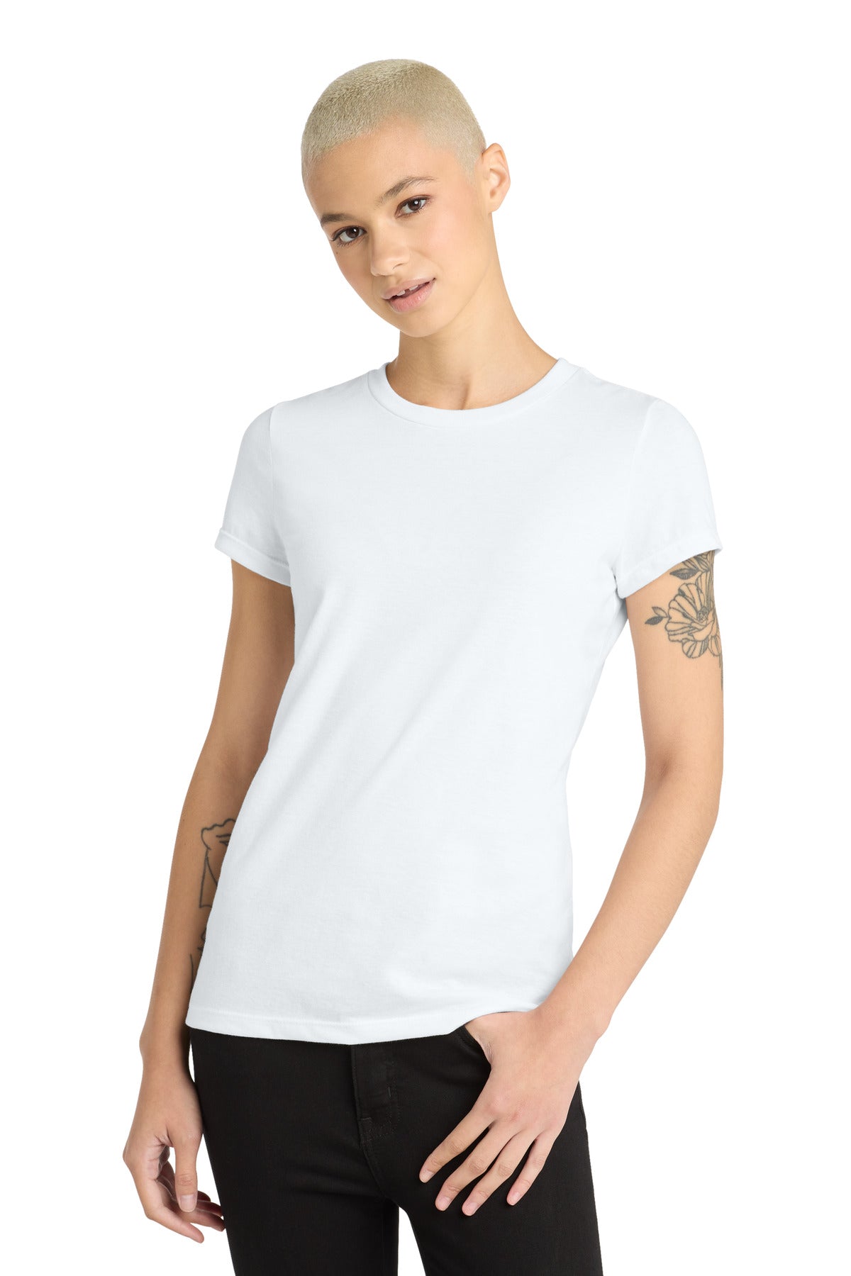 District Women's Perfect Blend CVC Tee - White - front