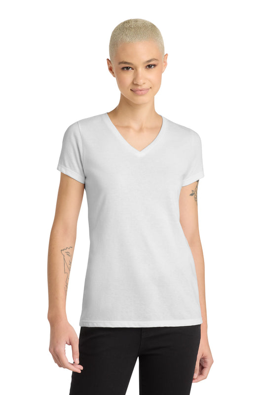 District Women's Perfect Blend CVC V-Neck Tee - White - front