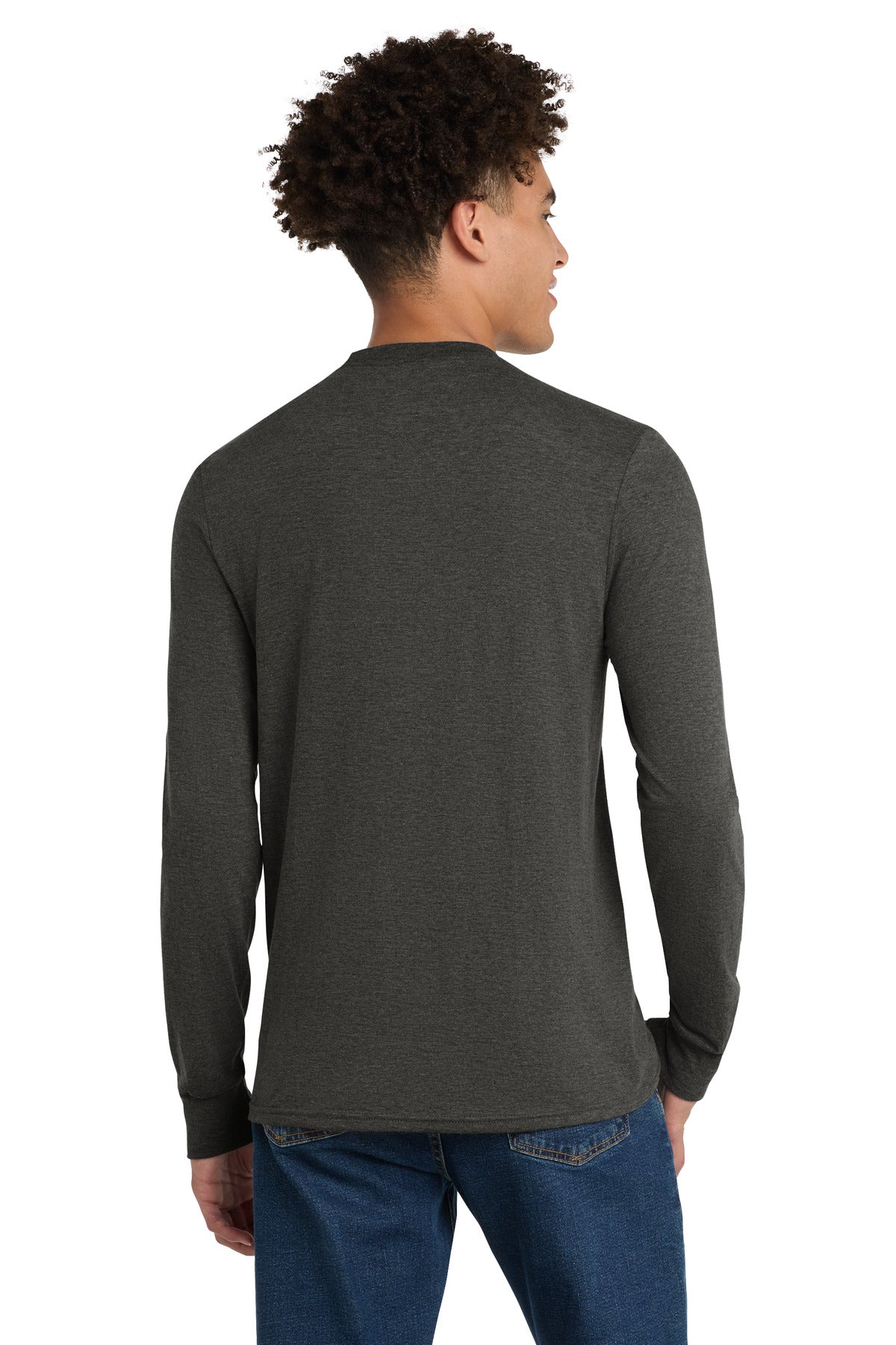 District Perfect Tri Long Sleeve Tee - Heathered Charcoal - back