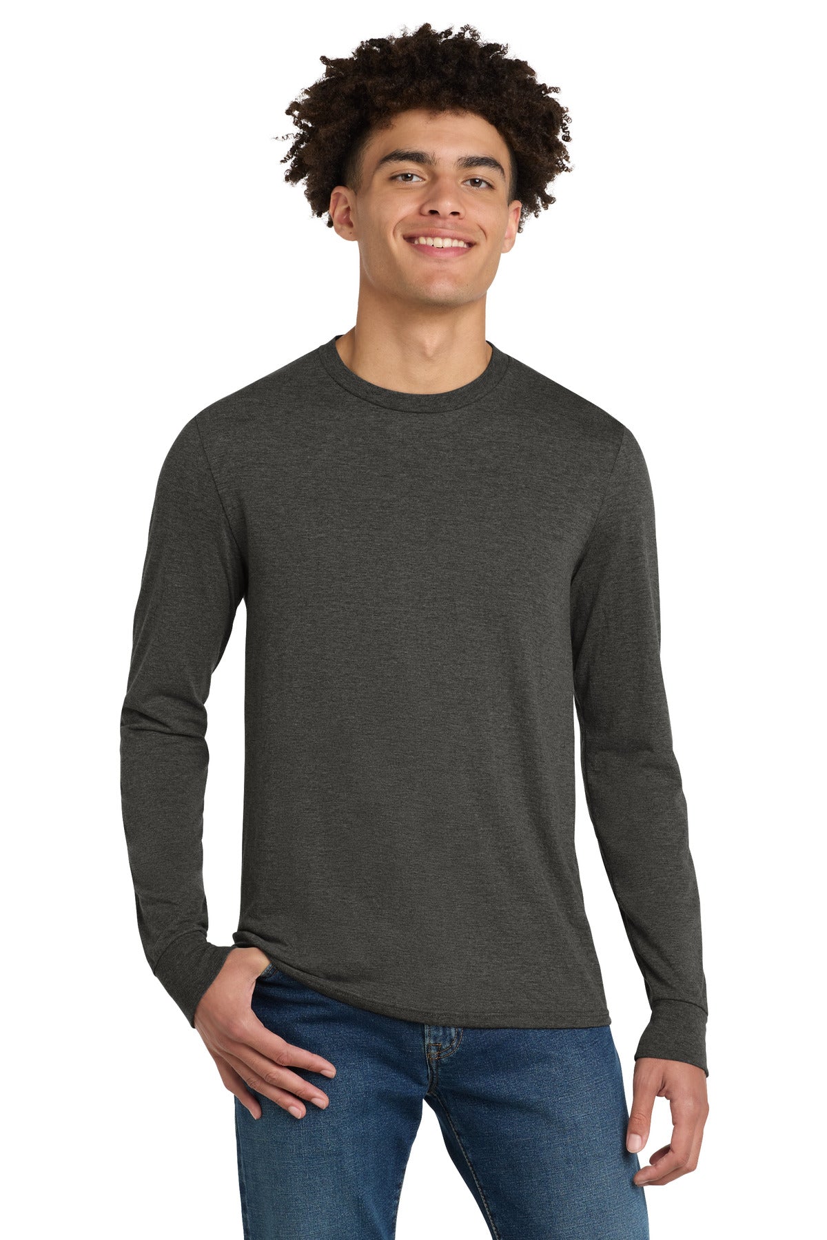 District Perfect Tri Long Sleeve Tee - Heathered Charcoal - front