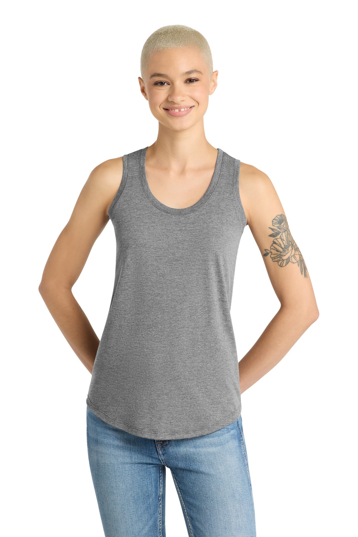 District Women's Perfect Tri Racerback Tank - Grey Frost - front