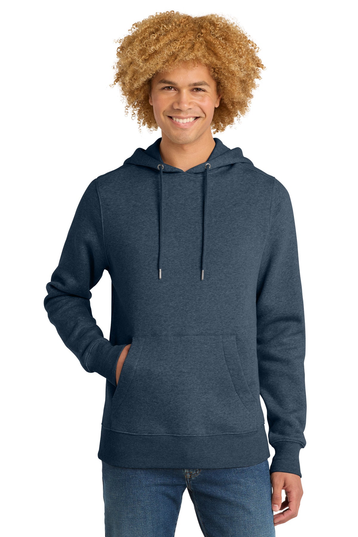District Perfect Weight Fleece Hoodie - Heathered Navy - front