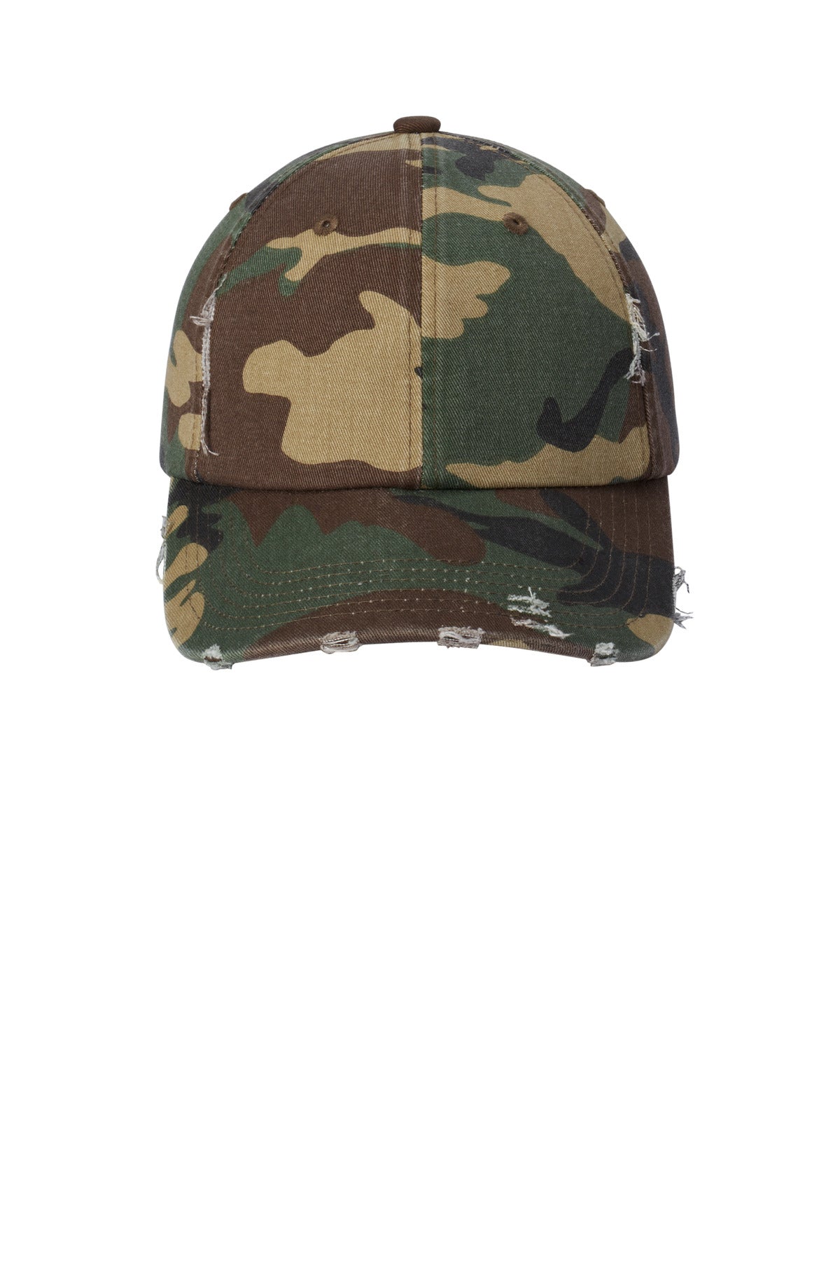 District Distressed Cap - Military Camo - flat front