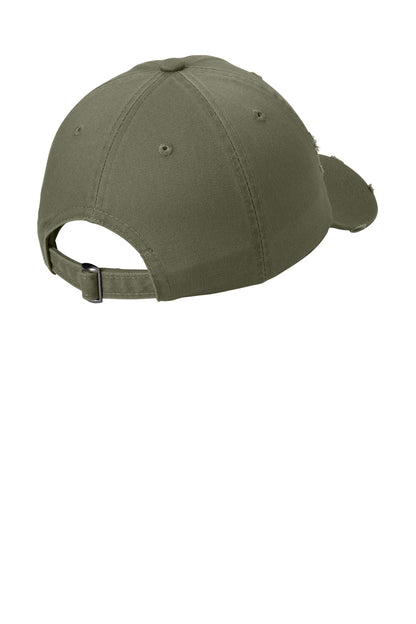 District Distressed Cap - Light Olive - flat back