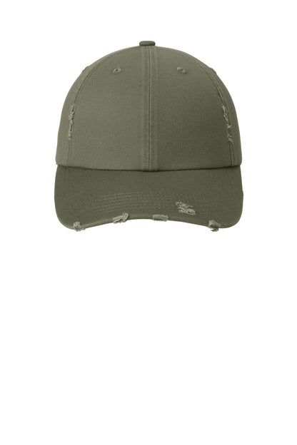 District Distressed Cap - Light Olive - flat front