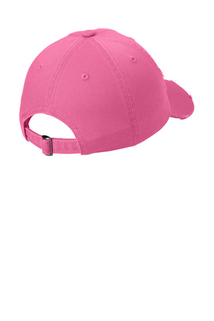 District Distressed Cap - True Pink - flat back