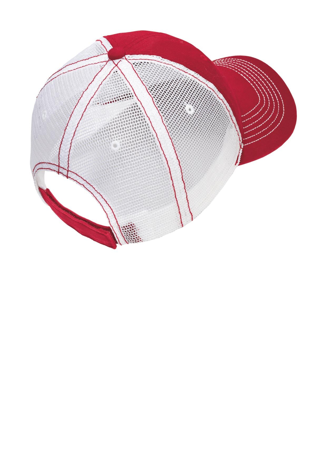 District Mesh Back Cap - Red/ White - flat back