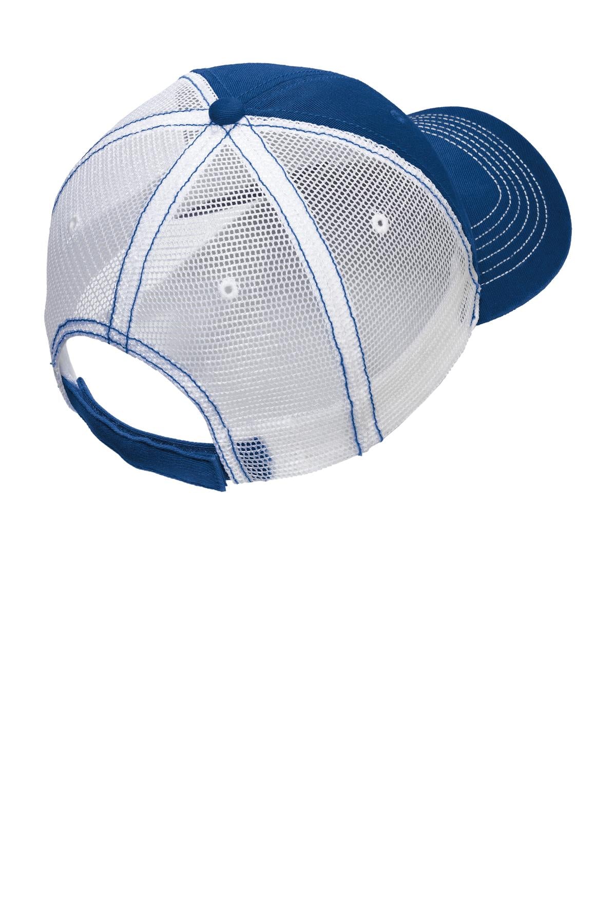 District Mesh Back Cap - Royal/ White - flat back