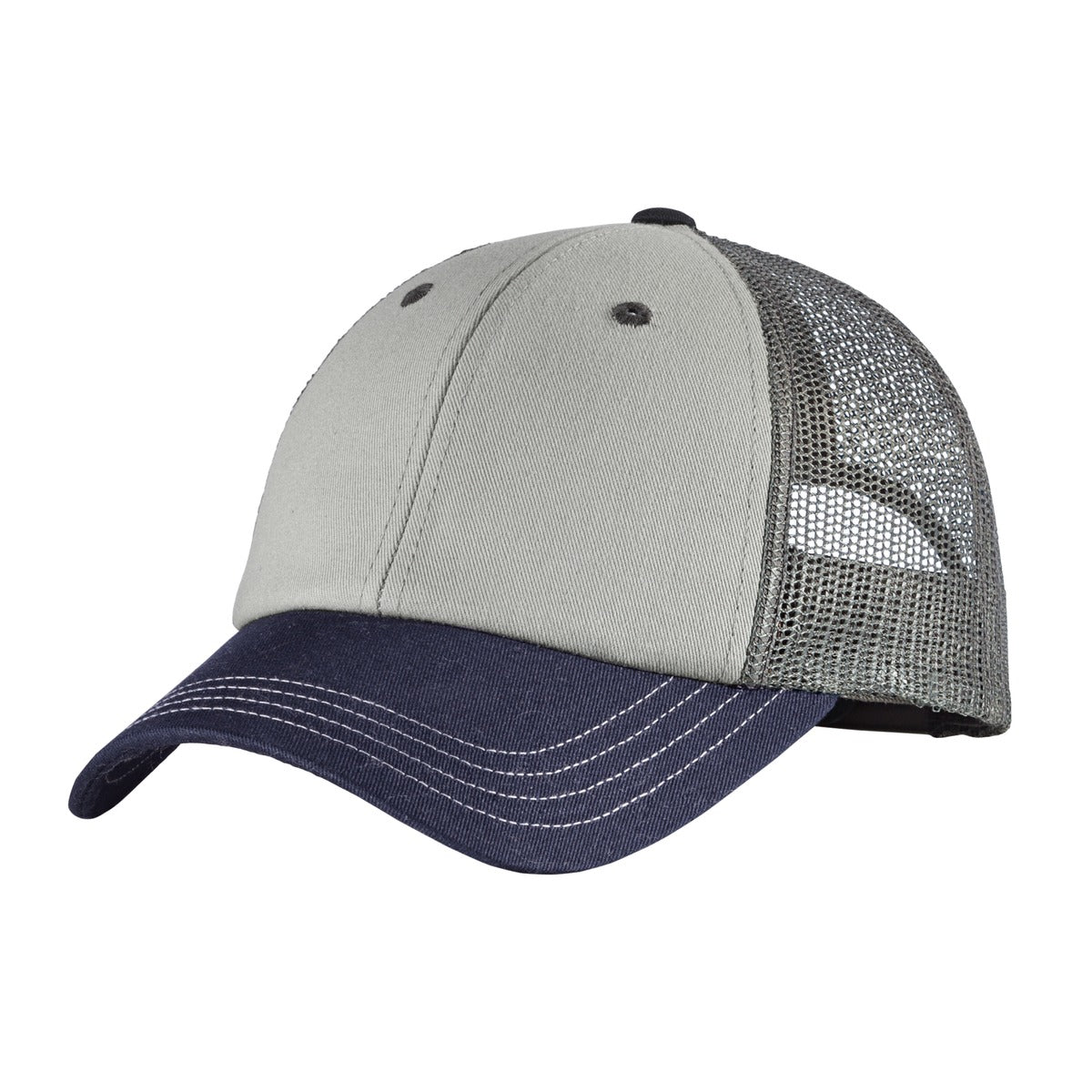 District Tri-Tone Mesh Back Cap - Chrome/ New Navy/ Charcoal - front