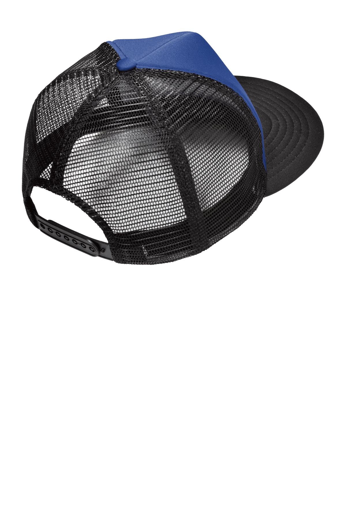 District Flat Bill Snapback Trucker Cap - Royal - flat back