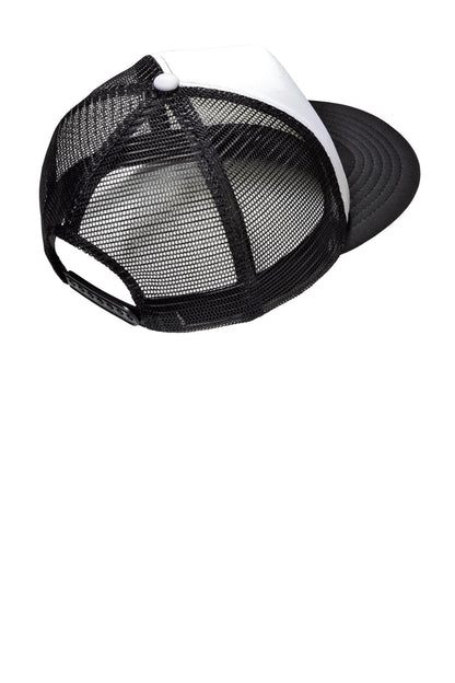 District Flat Bill Snapback Trucker Cap - White - flat back
