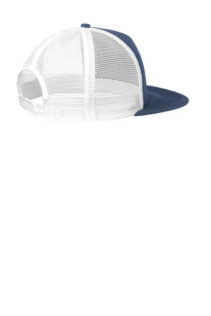 District Flat Bill Snapback Trucker Cap - New Navy - flat back