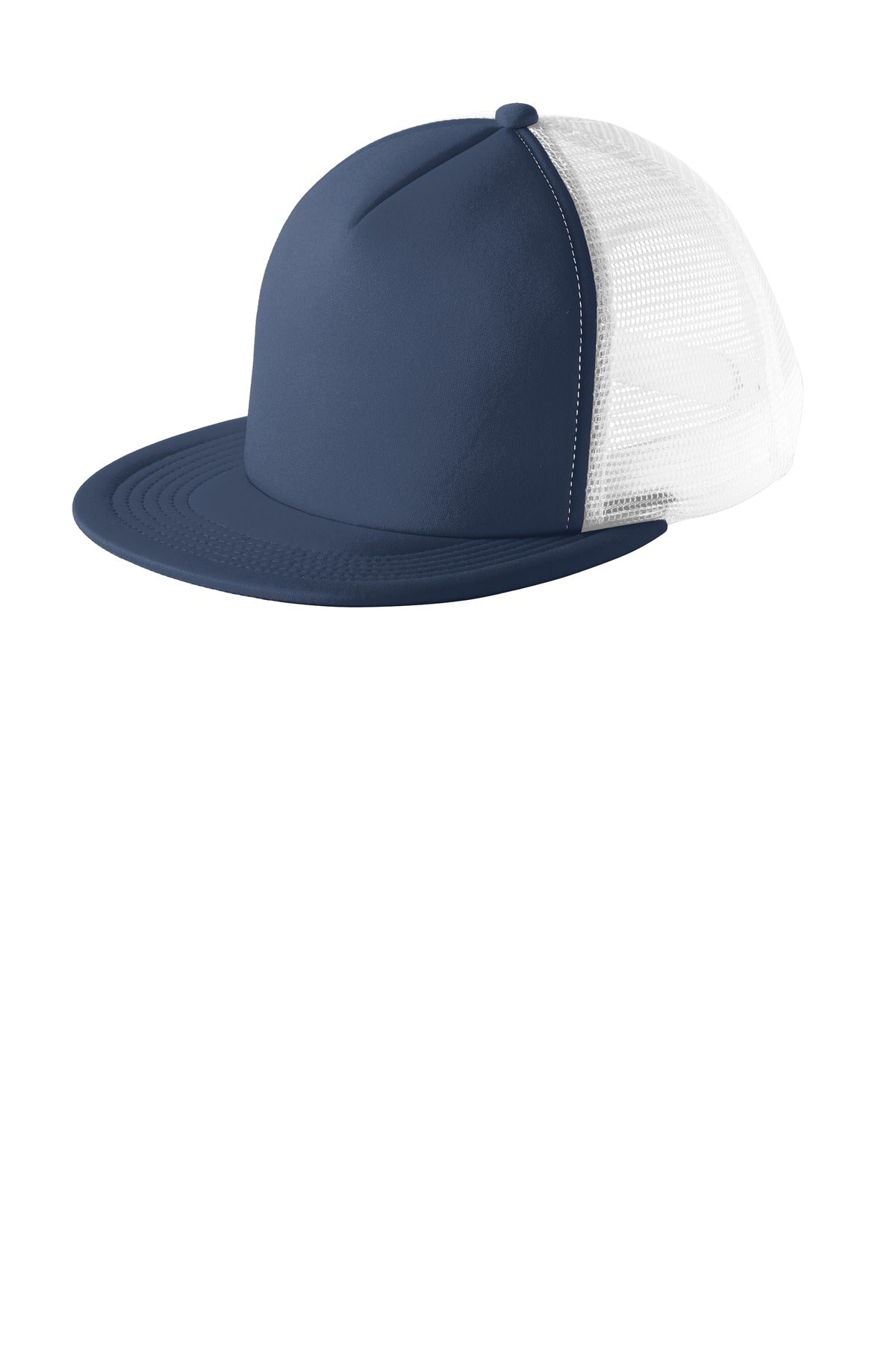 District Flat Bill Snapback Trucker Cap - New Navy - front