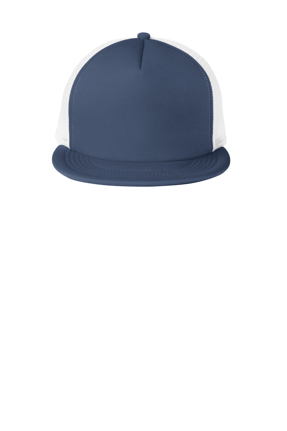 District Flat Bill Snapback Trucker Cap - New Navy - flat front