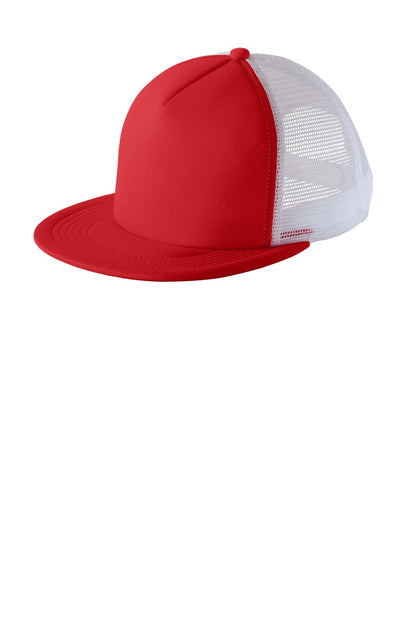 District Flat Bill Snapback Trucker Cap - New Red - front
