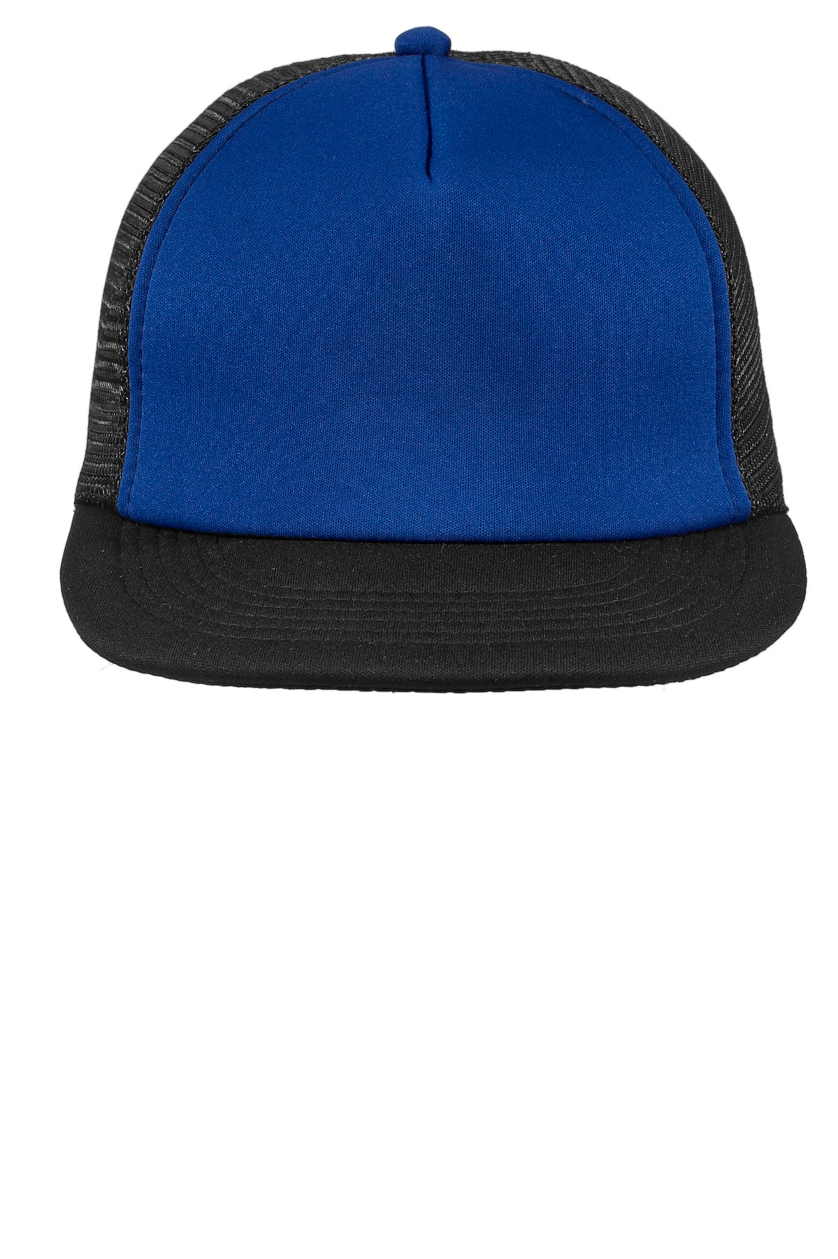 District Flat Bill Snapback Trucker Cap - Royal - flat front