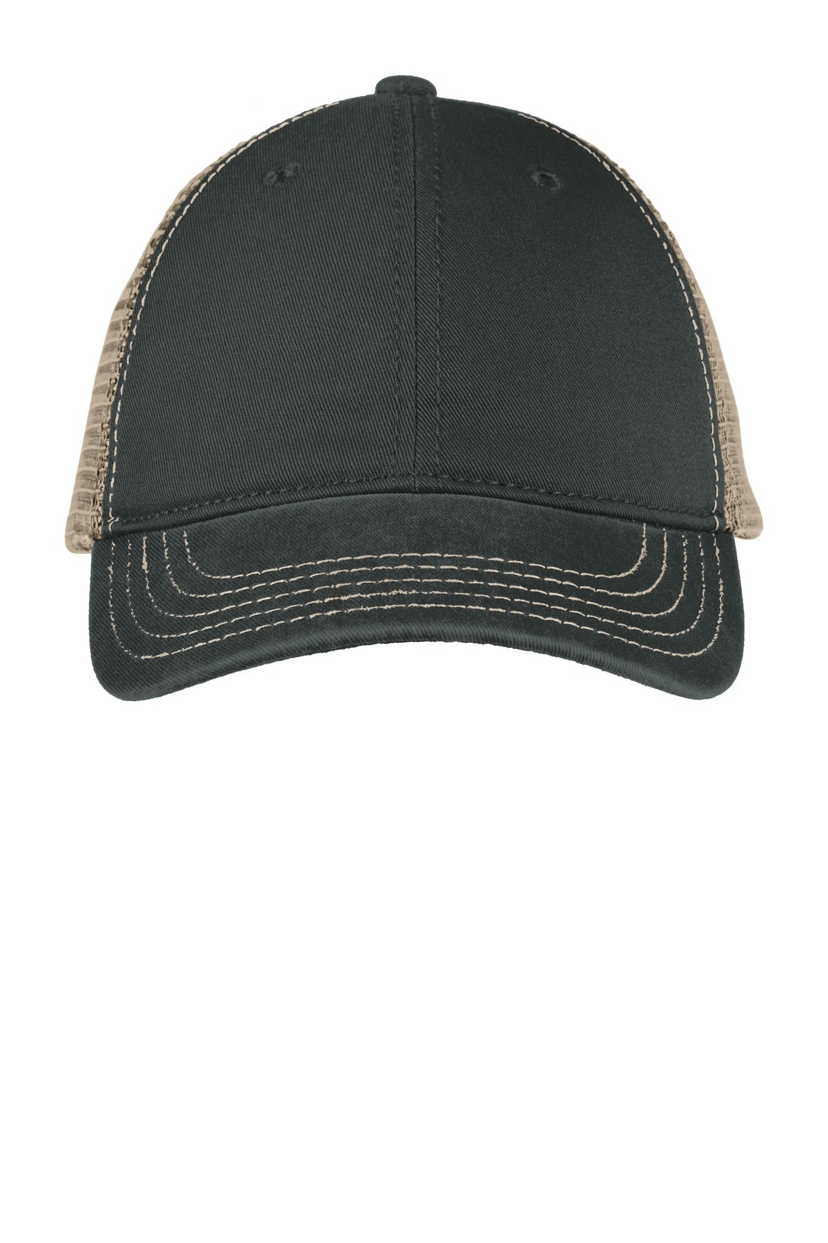 District Super Soft Mesh Back Cap - Black/ Khaki - front