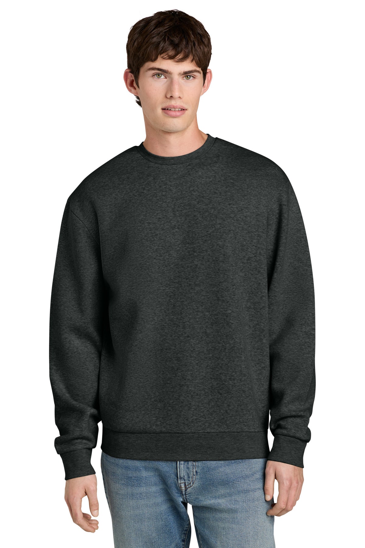 District MelloFleece Crew - Heathered Charcoal - front