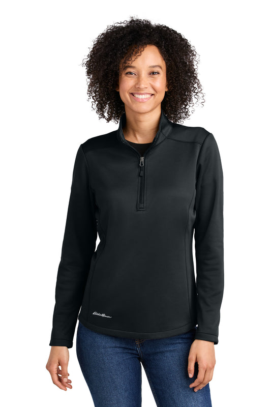 Eddie Bauer Women's Smooth Mid Layer Fleece 1/2-Zip - Black - front