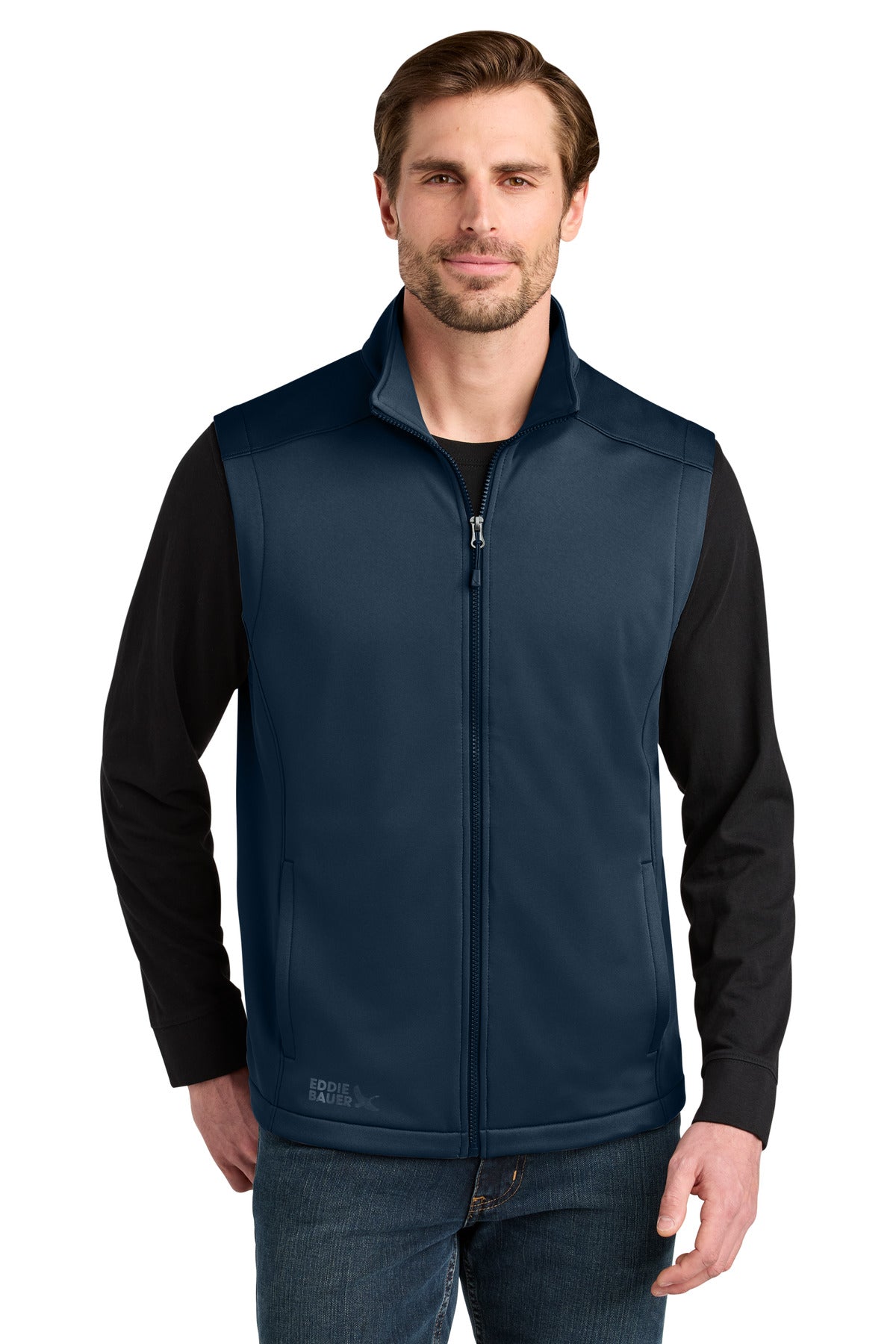 Eddie Bauer Smooth Mid Layer Fleece Vest - River Blue Navy - front