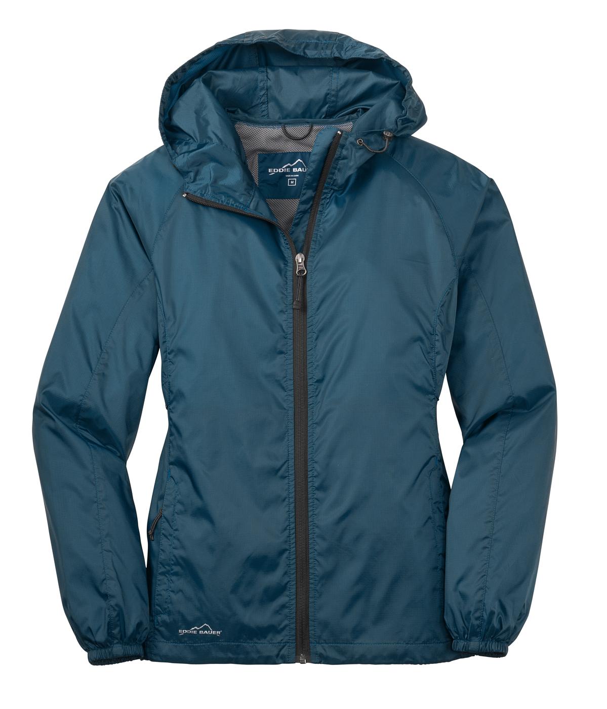 Eddie Bauer Women's Packable Wind Jacket - Adriatic Blue - flat front