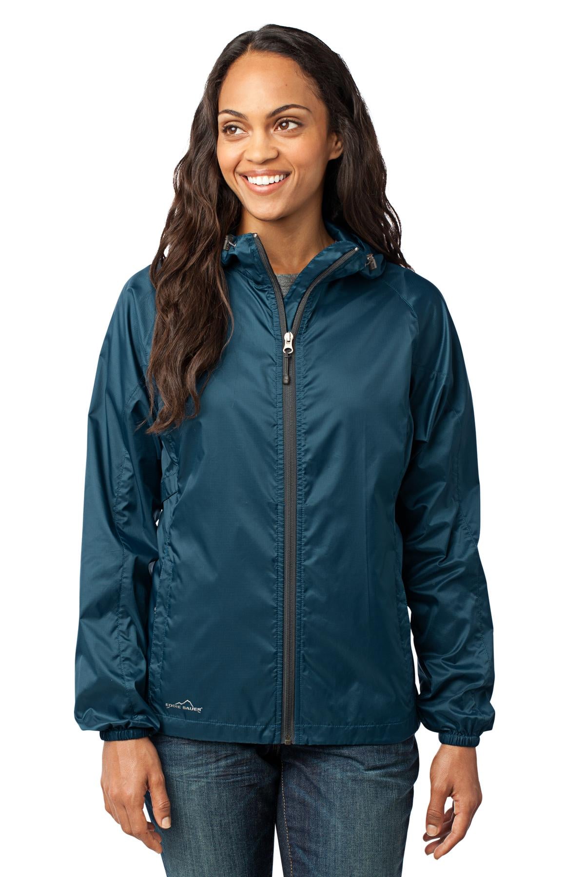 Eddie Bauer Women's Packable Wind Jacket - Adriatic Blue - front