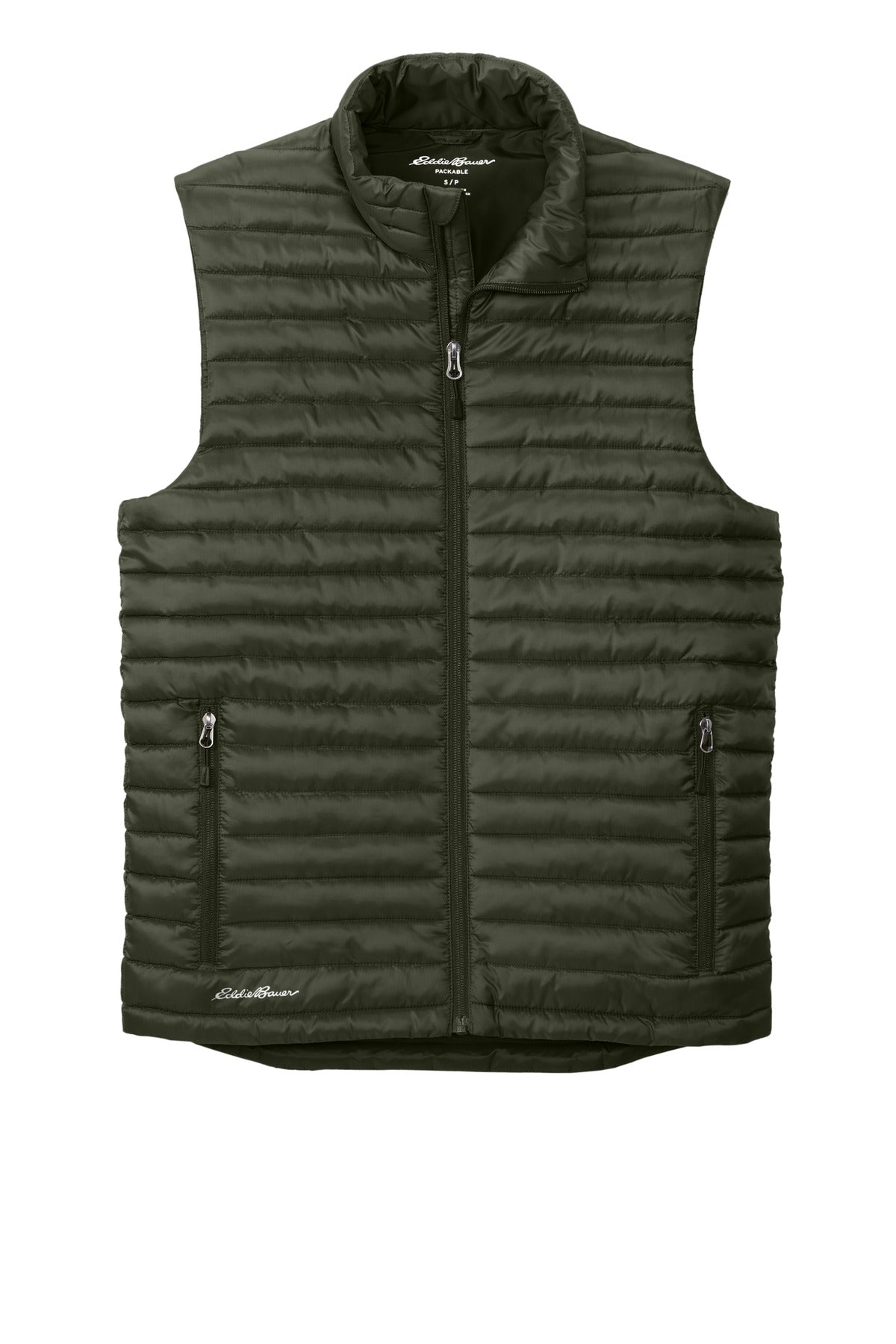Eddie Bauer Packable Quilted Vest - Olive Green - flat front