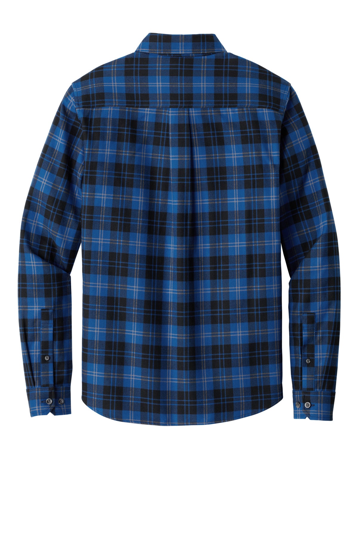 Eddie Bauer Long Sleeve Favorite Flannel Plaid Shirt - Cobalt Tartan - flat back