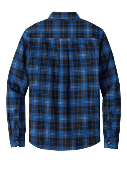 Eddie Bauer Long Sleeve Favorite Flannel Plaid Shirt - Cobalt Tartan - flat back