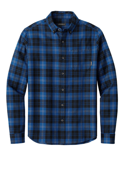 Eddie Bauer Long Sleeve Favorite Flannel Plaid Shirt - Cobalt Tartan - flat front