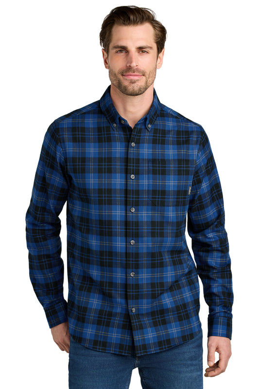 Eddie Bauer Long Sleeve Favorite Flannel Plaid Shirt - Cobalt Tartan - front