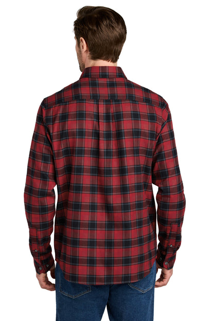Eddie Bauer Long Sleeve Favorite Flannel Plaid Shirt - Red Highland Plaid - back