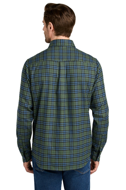 Eddie Bauer Long Sleeve Favorite Flannel Plaid Shirt - Soft Olive Plaid - back
