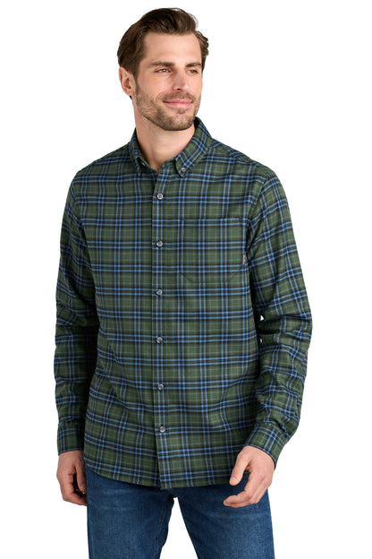 Eddie Bauer Long Sleeve Favorite Flannel Plaid Shirt - Soft Olive Plaid - front
