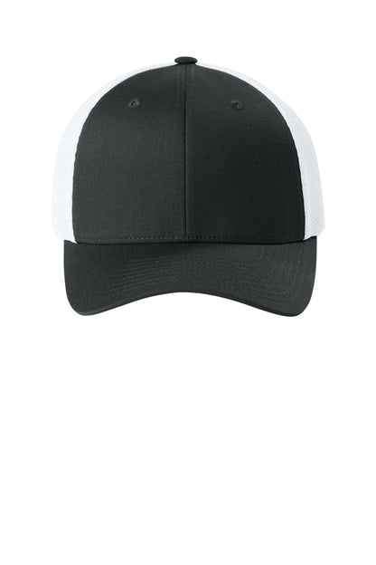 Flexfit 110 Mesh Cap - Black/ White - flat front