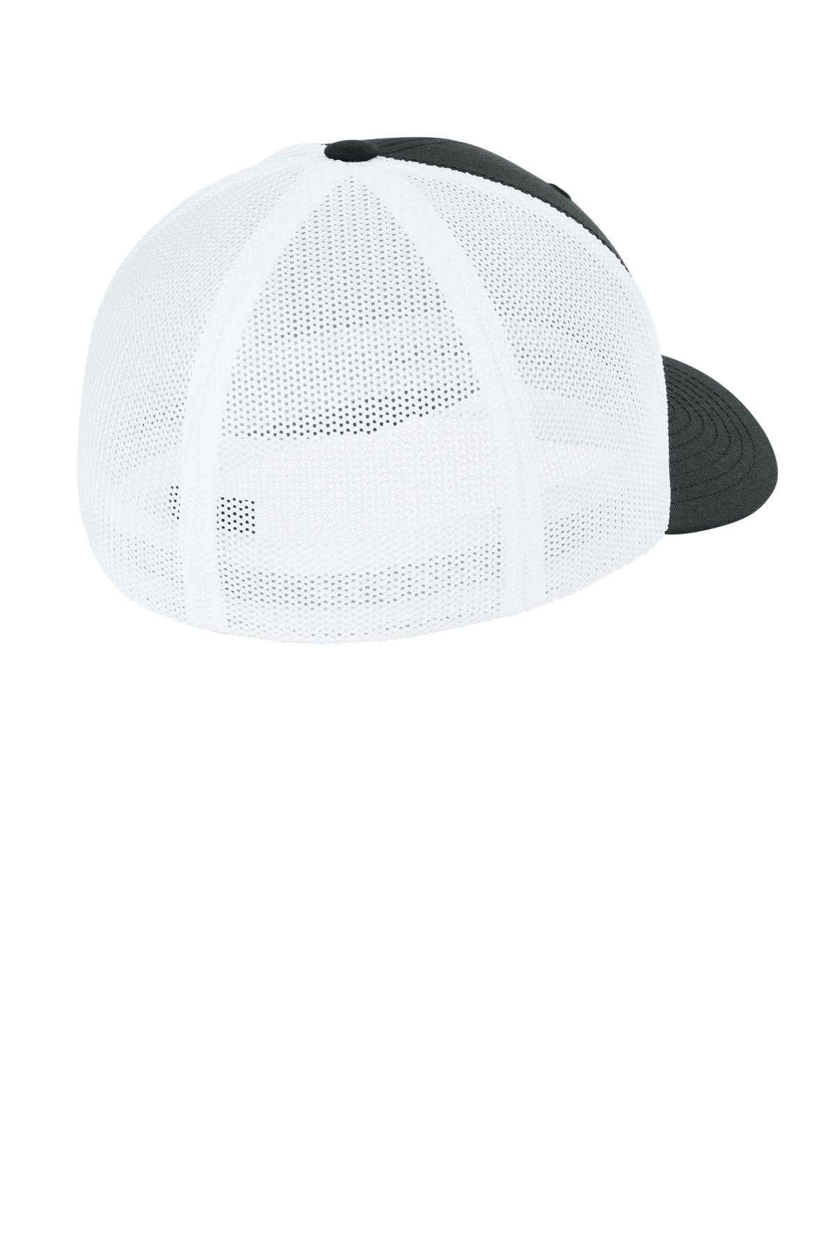 Flexfit Trucker Mesh Cap - Black/ White - flat back