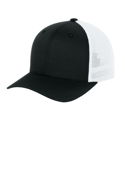 Flexfit Trucker Mesh Cap - Black/ White - front