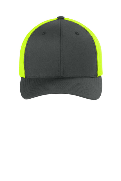 Flexfit Trucker Mesh Cap - Charcoal/ Neon Yellow - flat front