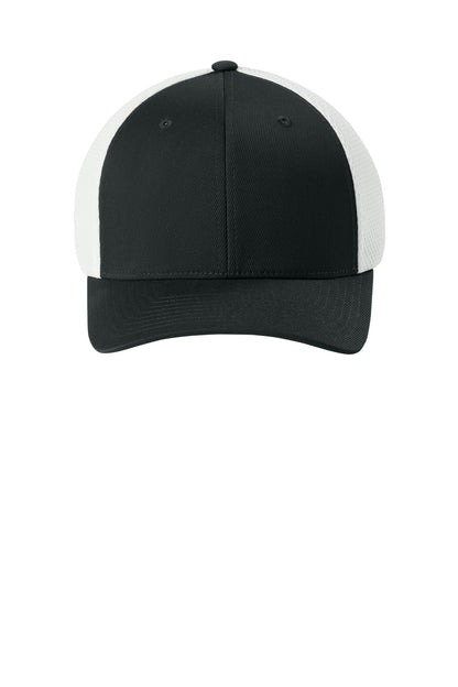 Flexfit Ultrafiber Airmesh Cap - Black/ White - flat front